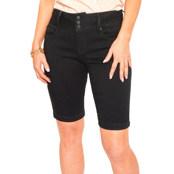 Royalty For Me Pants - ROYALTY FOR ME-STRETCH JEAN BERMUDA SHORTS Frayed Hem